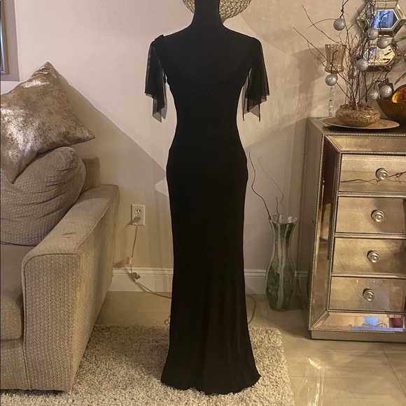 David Meister Black Maxi Dress with Embellished Neckline size 2 - Picture 8 of 9